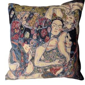 Metrax-Craye Gustav Klimt The Virgin Tapestry Pillow Metallic Gold 17x17 Belgium